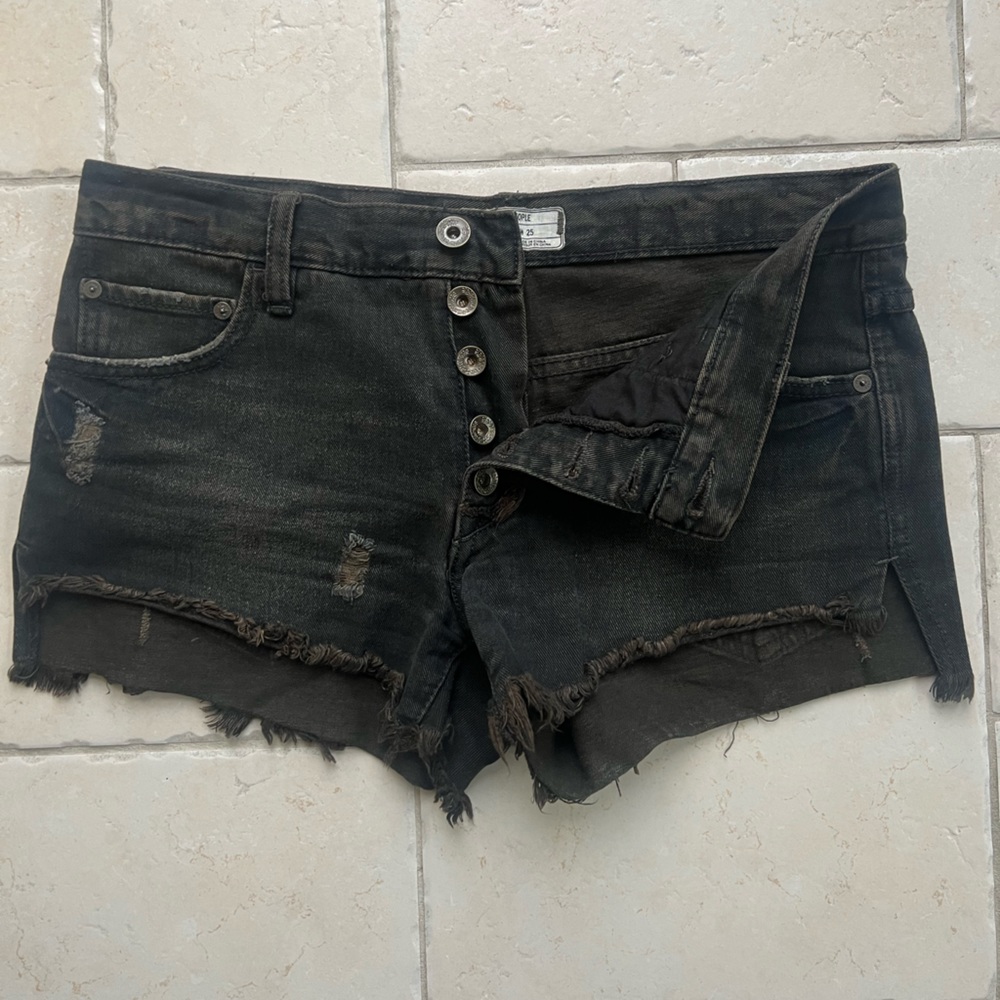 Black Free People Denim Shorts (mid-high waist)